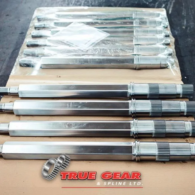 Custom splined shafts from True Gear & Spline Ltd. in Cambridge, Ontario.